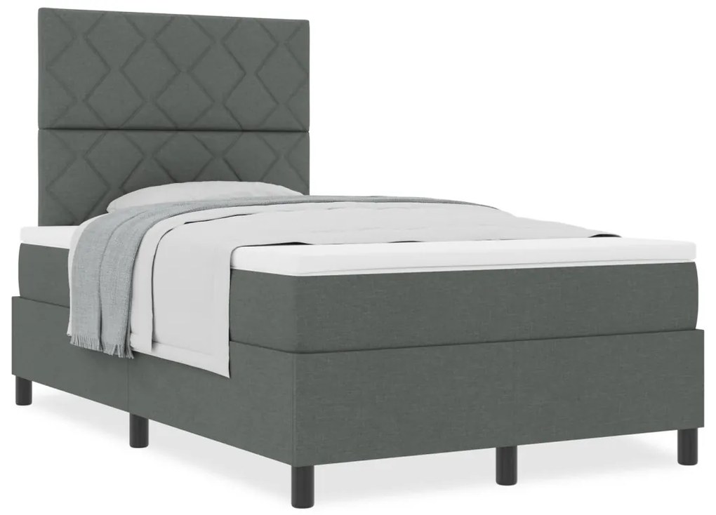 Box Spring Ágy Matraccal Sötétszürke 120x200 cm Textil