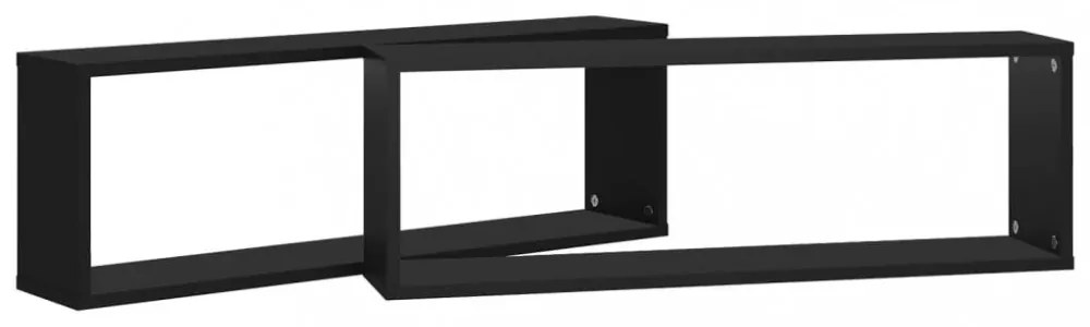 2 db fekete szerelt fa fali kockapolc 80 x 15 x 26,5 cm