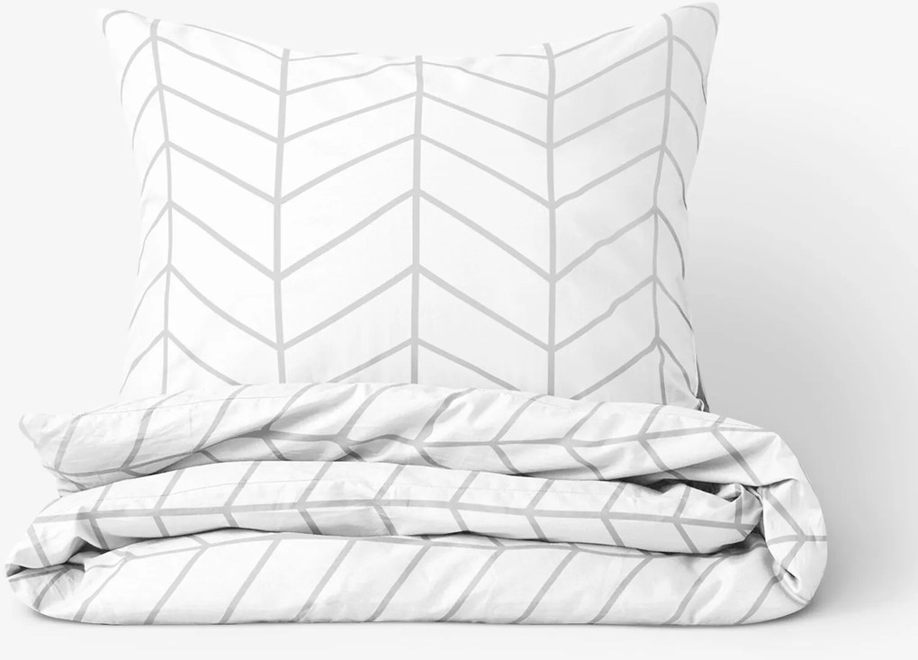 Goldea pamut ágyneműhuzat - szürke cikkcakk fehéren 220 x 200 és 2db 70 x 90 cm