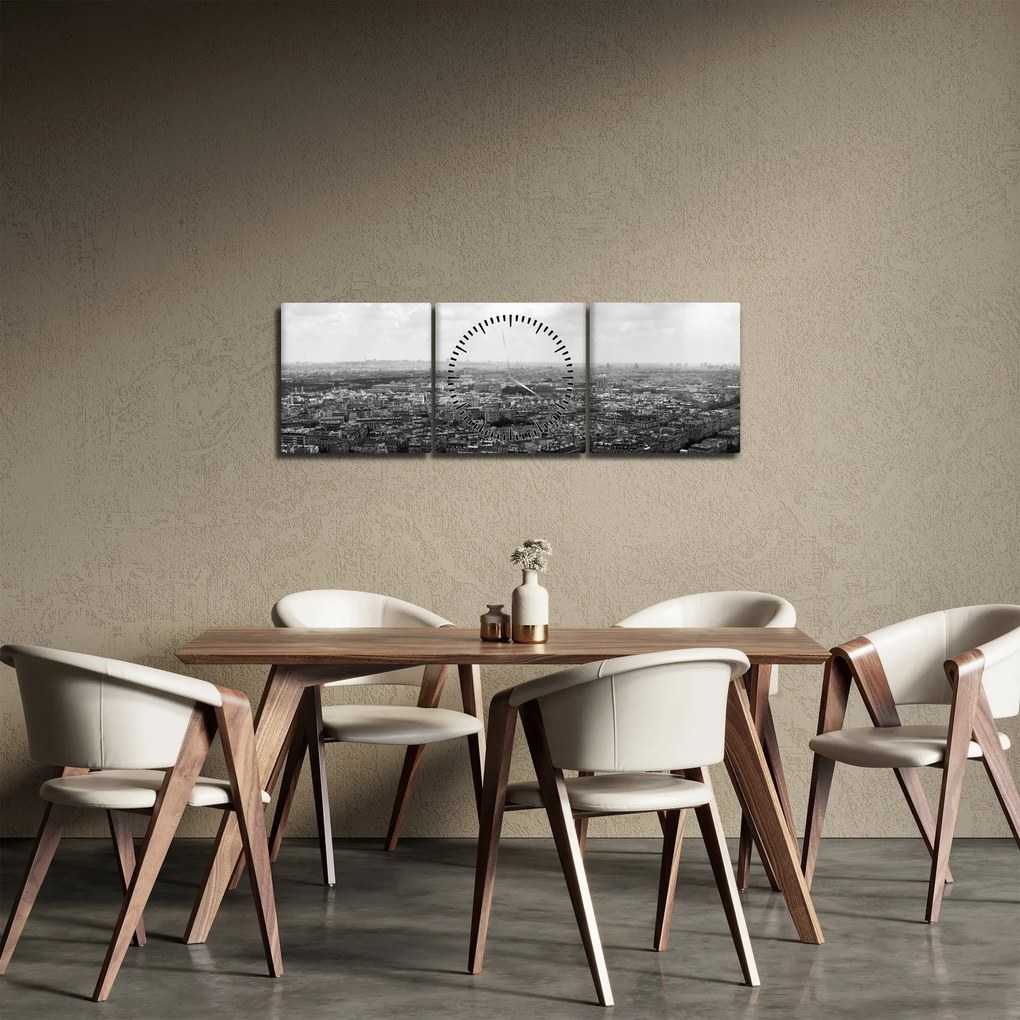 Kép - Házak háztetői Párizsban (órával) (90x30 cm)