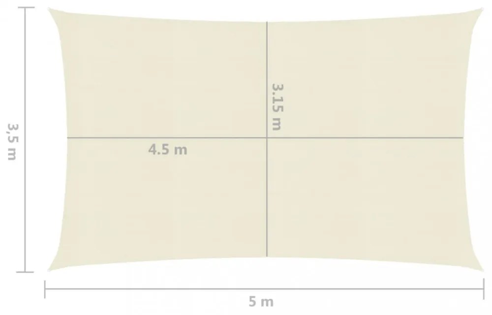 krémszínű HDPE napvitorla 160 g/m² 3,5 x 5 m
