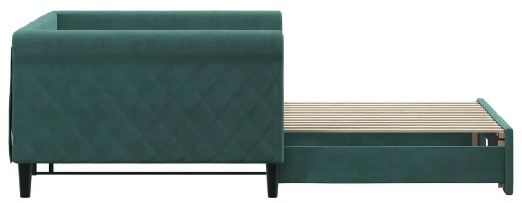 sötétzöld kihúzható bársony heverő 100 x 200 cm