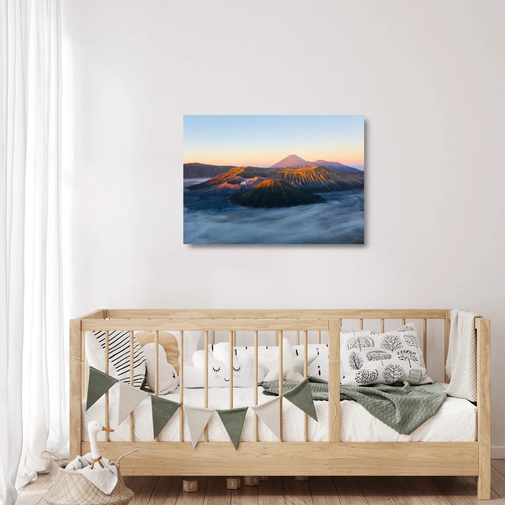 Kép a Bromo-hegyről Indonéziában (üvegen) (70x50 cm)