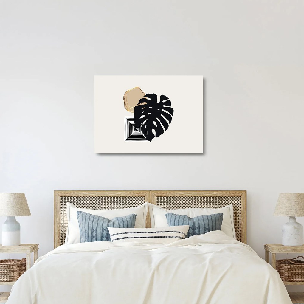Üveg kép - Absztrakció trópusi levelekkel N⁰2 (70x50 cm)