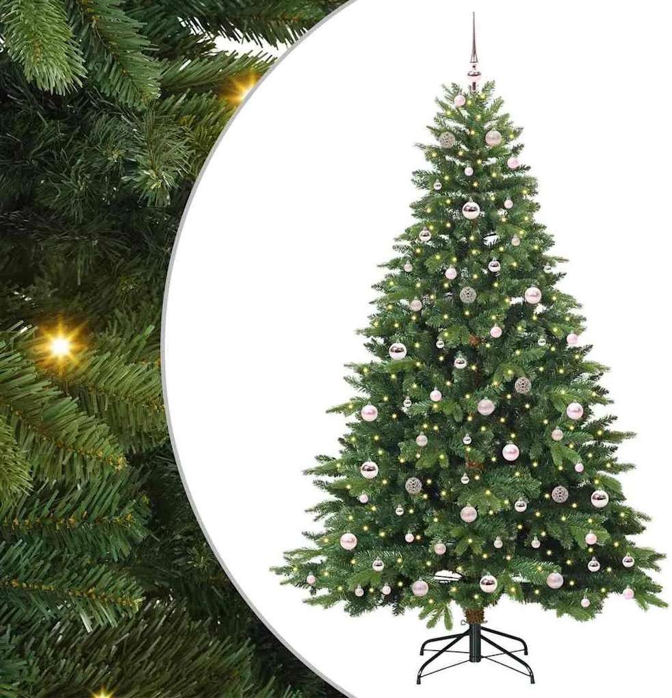 vidaXL Mű karácsonyfa 300 LED-del állvánnyal Zöld 210 cm PE és PVC