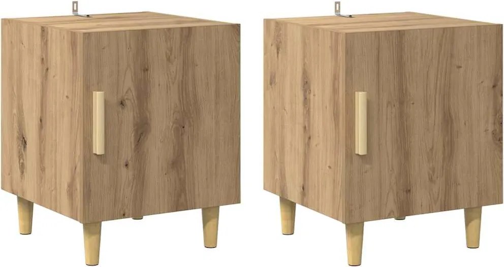 vidaXL Éjjeliszekrény 2 pcs Artisan tölgy 40 x 40 x 50 cm Faanyag