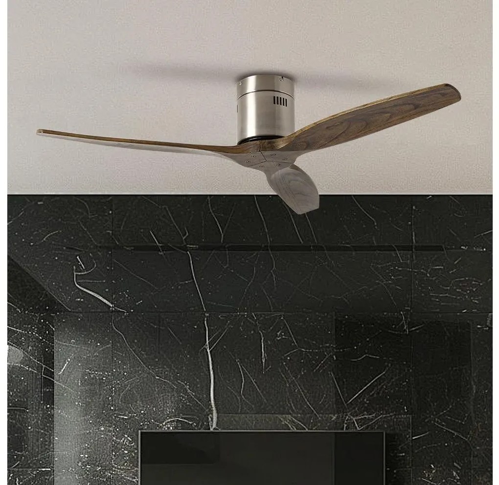 ZEVENTI - SPELLO mennyezeti ventilátor, Wi-Fi Tuya, króm/tölgy + távirányító