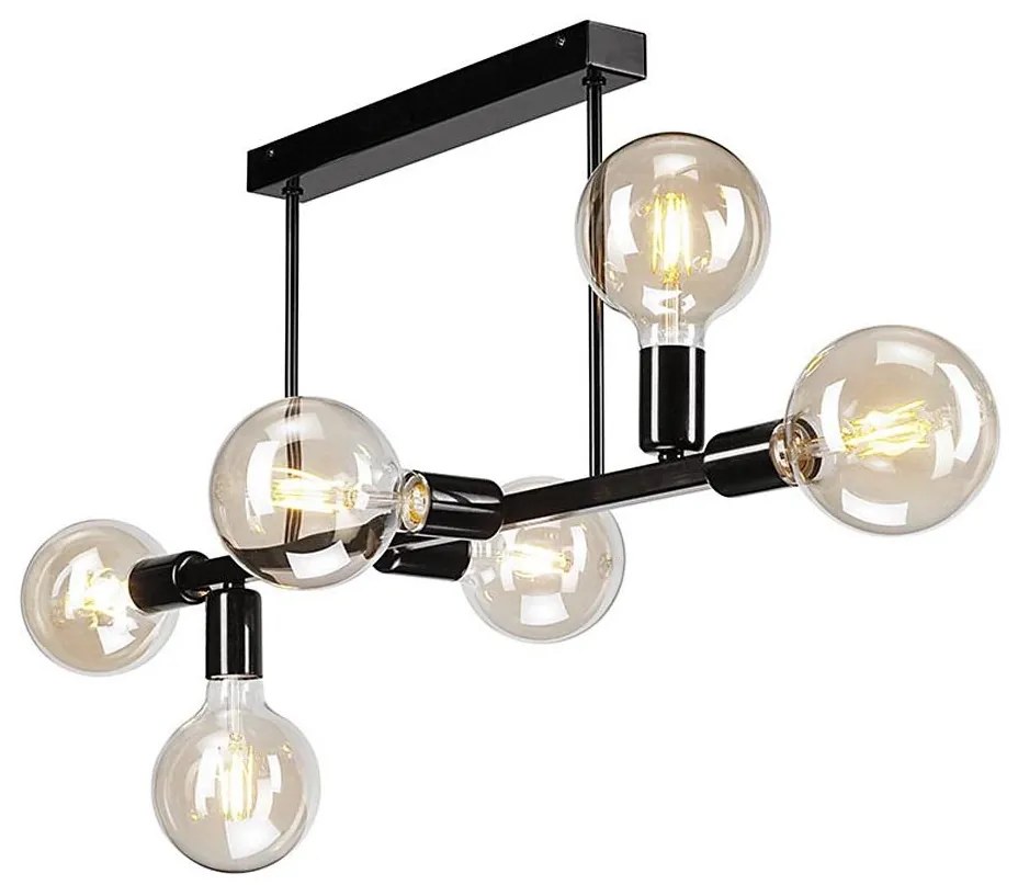 ASTRID mennyezeti lámpa 6xE27/60W/230V fekete, rúdon