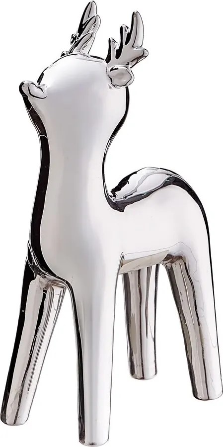 X-MAS kerámia dekor szarvas 18 cm , ezüst