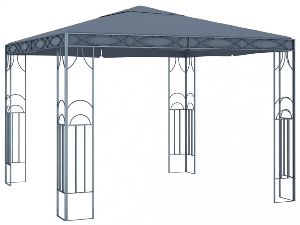 antracitszürke pavilon LED fényfüzérrel 300 x 300 cm