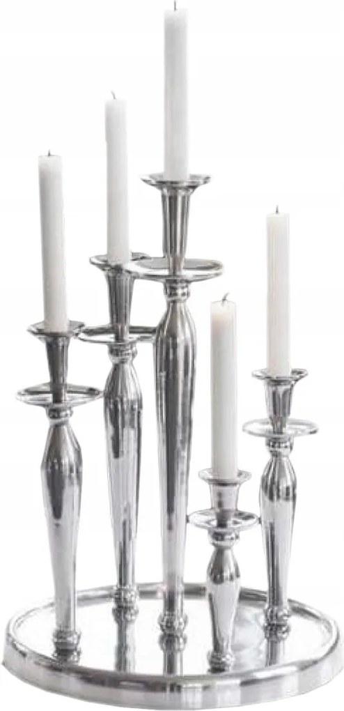 Gyertyatartó kerek fém magas dekoratív 5 gyertya számára