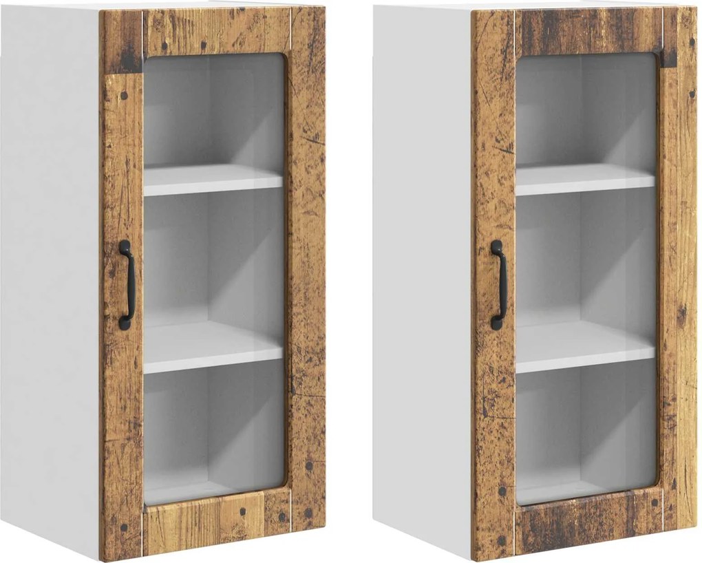 vidaXL Konyhaszekrény 2 pcs Öreg fa 40 x 31 x 80 cm Faanyag