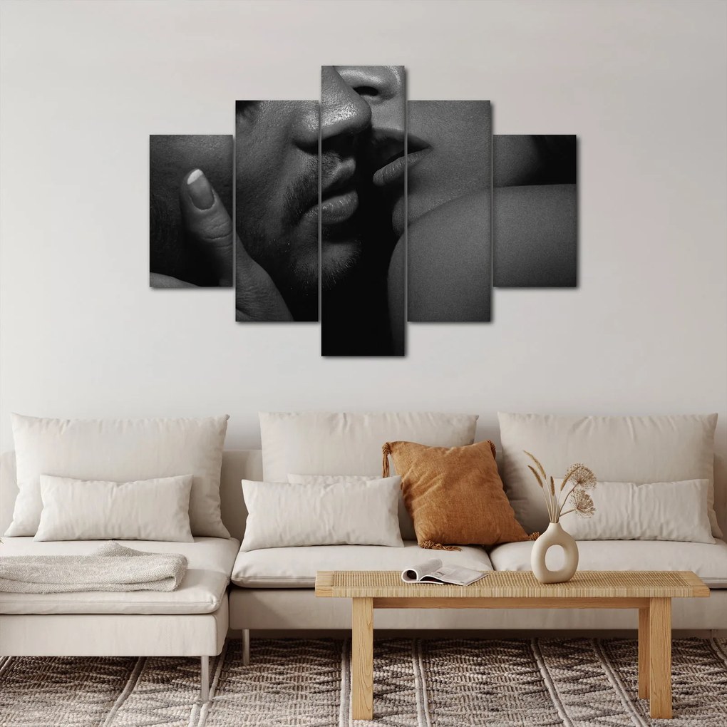 Kép - Csók, fekete-fehér fotó (150x105 cm)