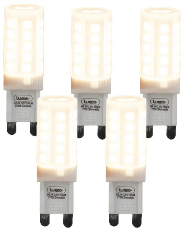 5 db G9 szabályozható LED izzó készlet 3W 280lm 2700K