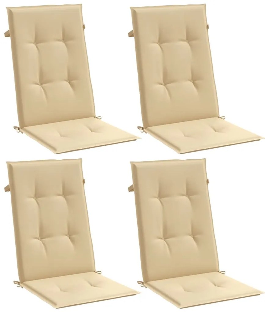 4 db melange bézs szövet magas háttámlájú székpárna 120x50x4 cm