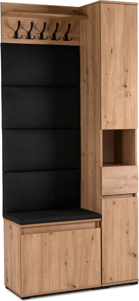 Előszoba bútor szett 90 cm artisan tölgy/grafit színben – VENORNA