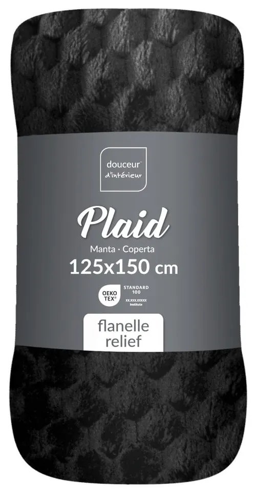 Fekete mikroflanel takaró 125x150 cm Mini Frosty – douceur d'intérieur