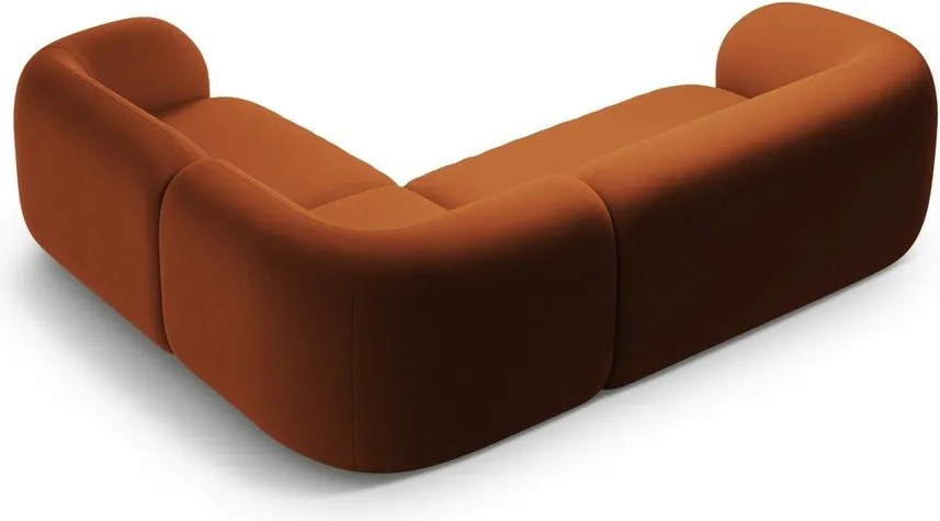 Terrakotta színű bársony sarokkanapé (jobb oldali-L alakú) Kate – Micadoni