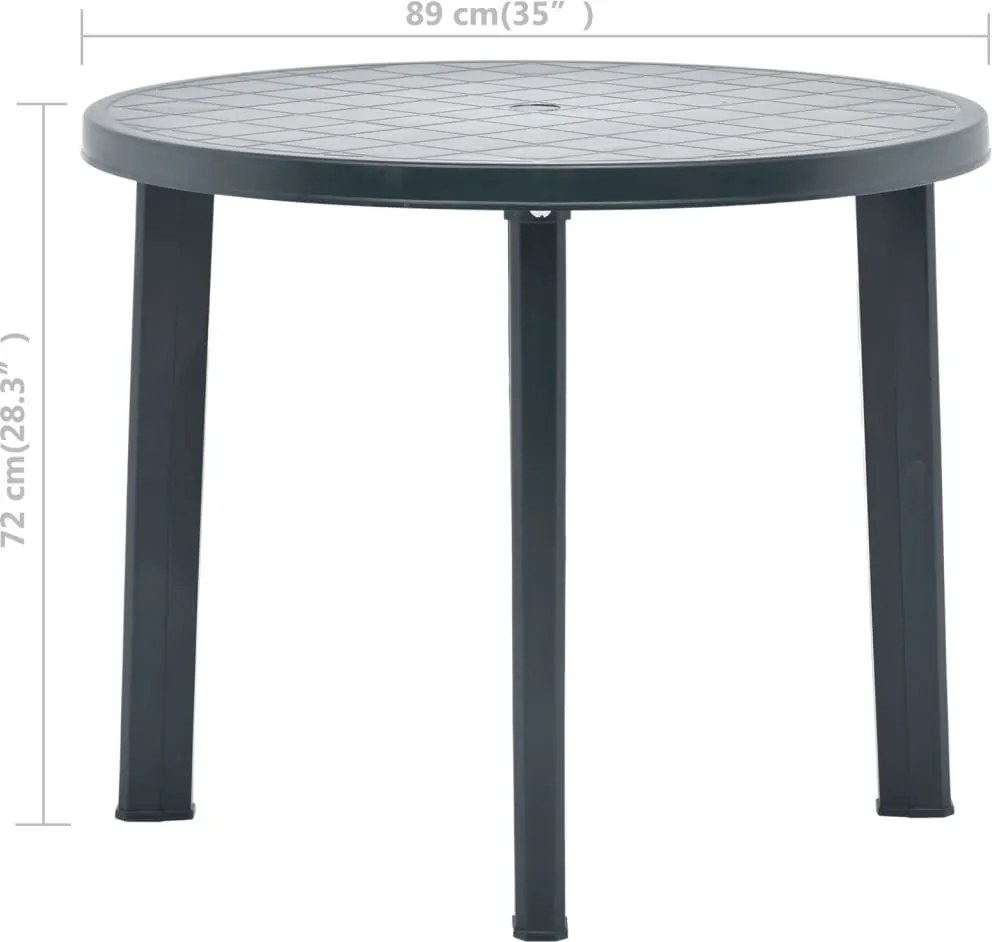Zöld műanyag kerti asztal 89 cm