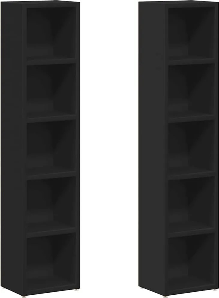 vidaXL 2 db fekete forgácslap CD-tartó szekrény 21 x 16 x 93,5 cm
