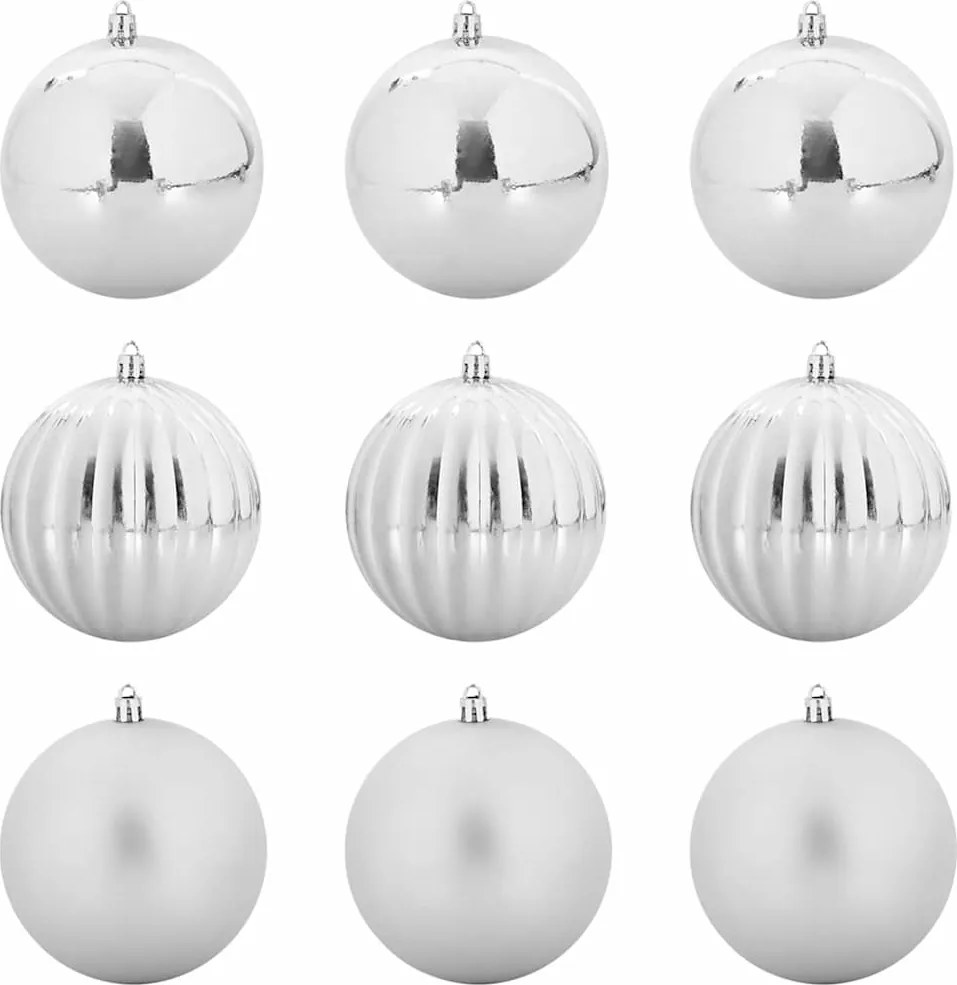 vidaXL Karácsonyi Díszgömb Készlet XL 9 pcs Ezüst Műanyag