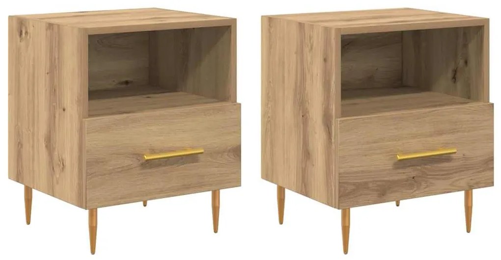 Éjjeli asztal fiókkal 2 pcs Barna 40 x 35 x 47.5 cm Faanyag