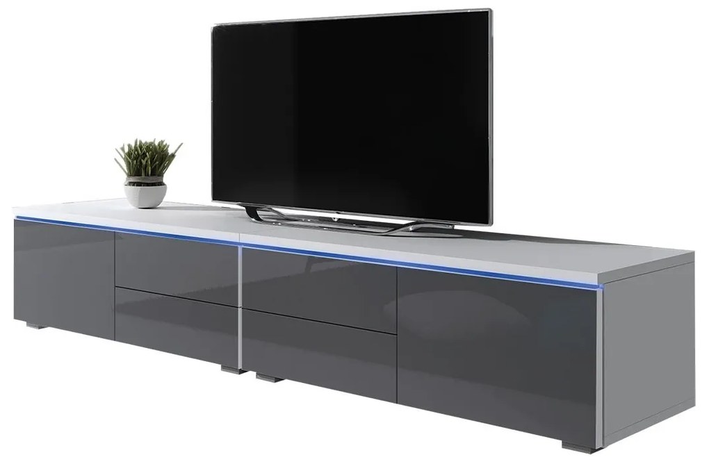 TV asztal Coral XI Double (fehér + fényes fekete). 1058399