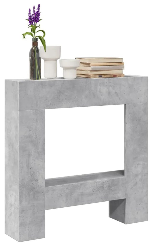betonszürke szerelt fa kandallóburkolat 81 x 18 x 82 cm