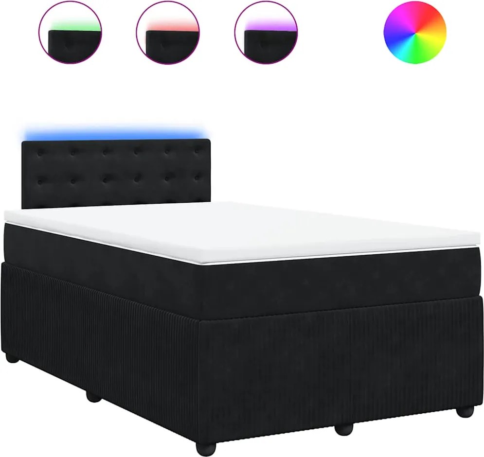 vidaXL fekete bársony rugós ágy matraccal 120x190 cm