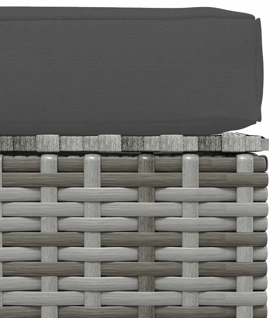 Szürke polyrattan kerti lábtartó párnával 70 x 70 x 30 cm