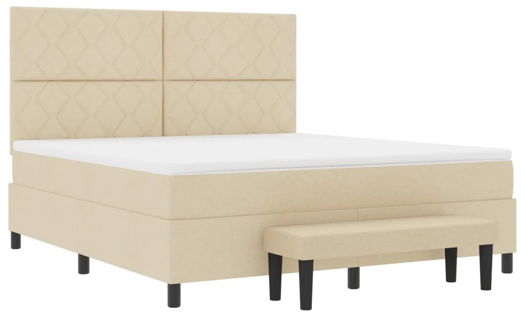 Box Spring Ágy matraccal és paddal Krém 180x200 cm Szövet