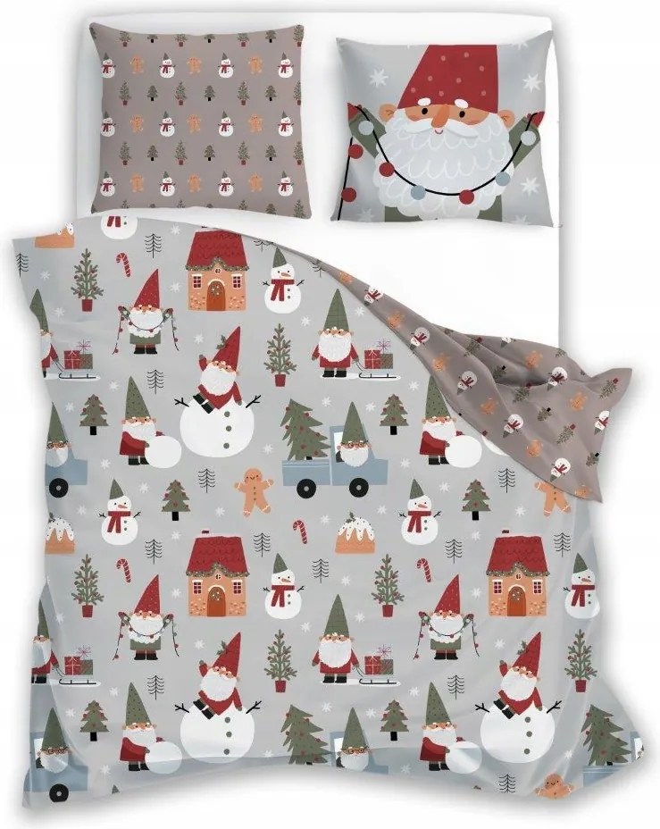 Karácsonyi Ágynemű Mikulás Manók Karácsonyfa Hóemberek Tél 220x200