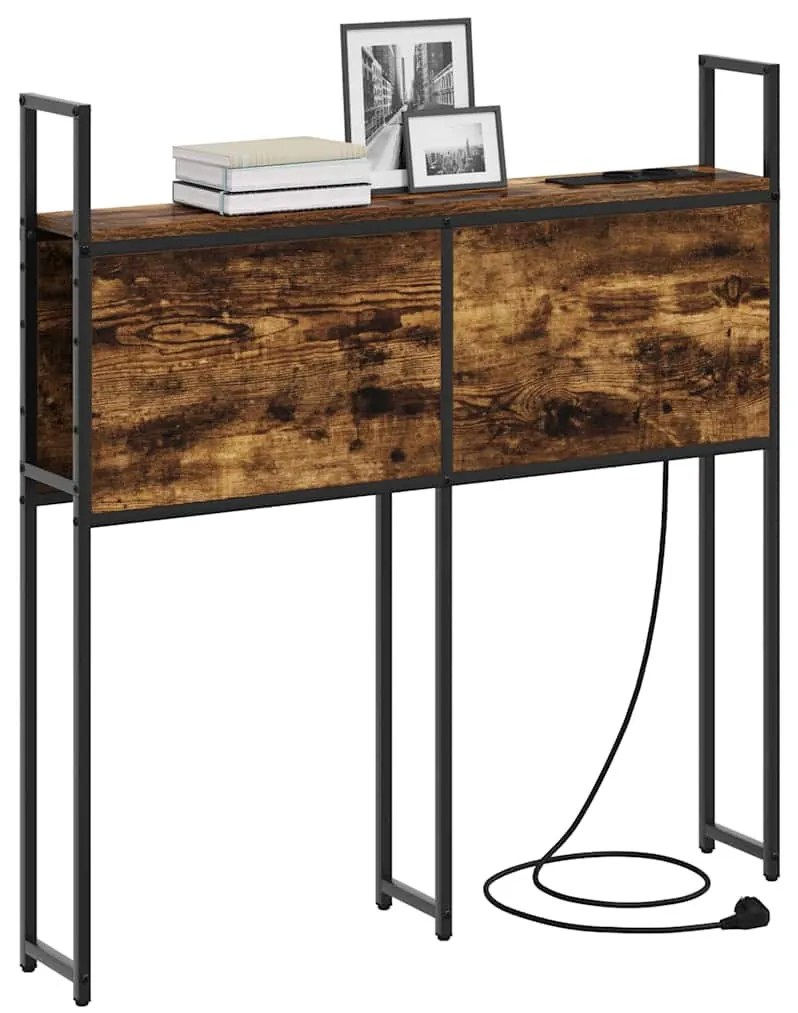 Tárolós Fejtámla Töltő Állomással Füstölt tölgy 100 cm Faanyag