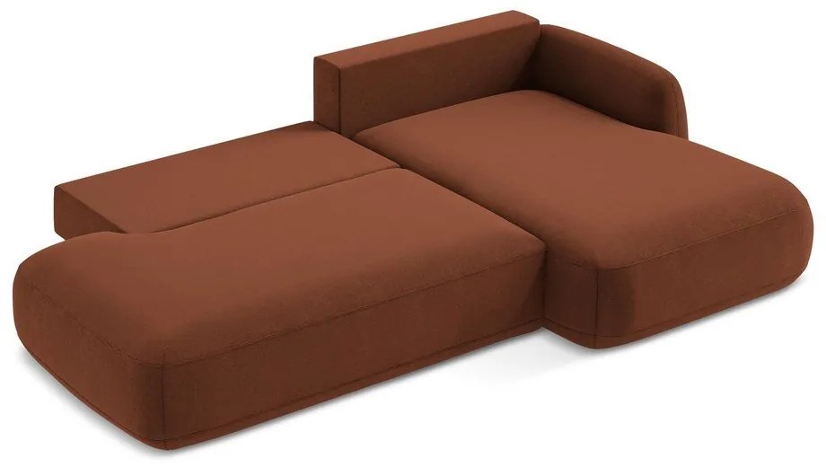 Terrakotta színű kinyitható sarokkanapé (jobb oldali-heverő résszel) Hale – Makamii