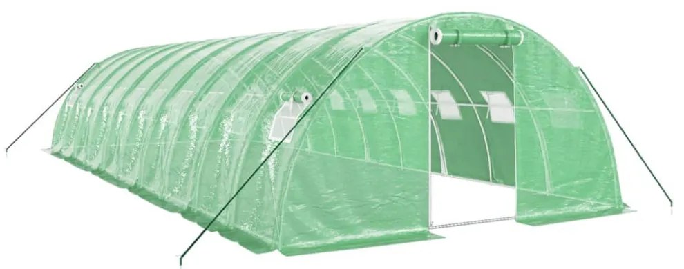 zöld acélvázas melegház 40 m² 10 x 4 x 2 m