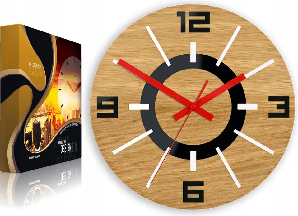 Falióra Fa Tölgy Akril Aladdin Wood Black Mirror Kerek