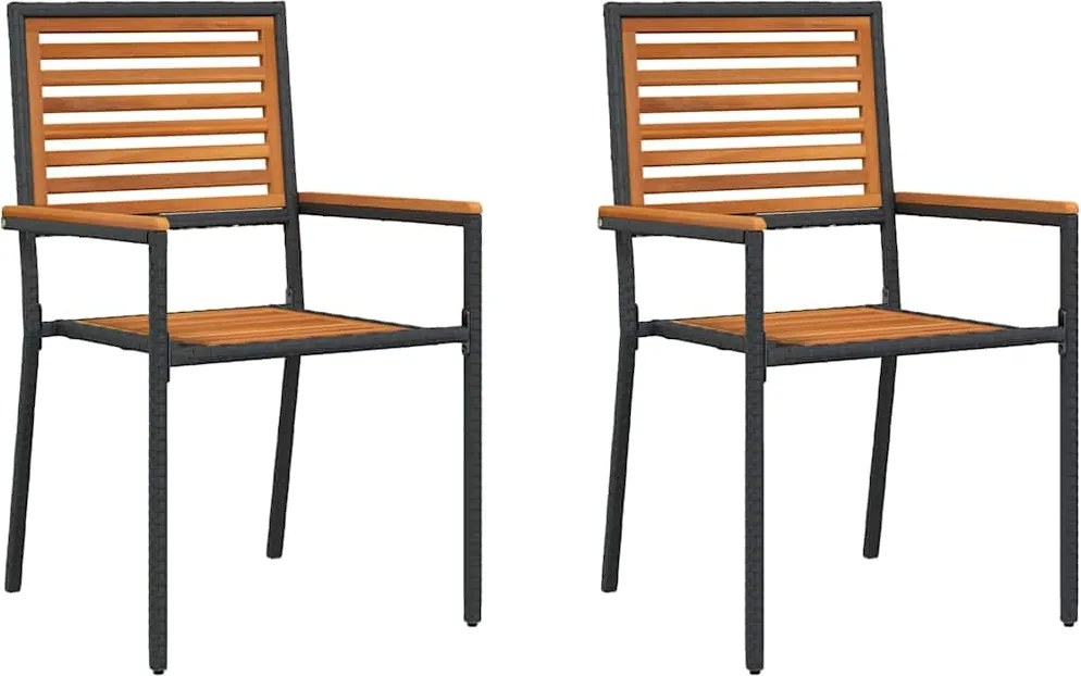 vidaXL Kerti összecsukható székek 2 pcs Barna és fekete