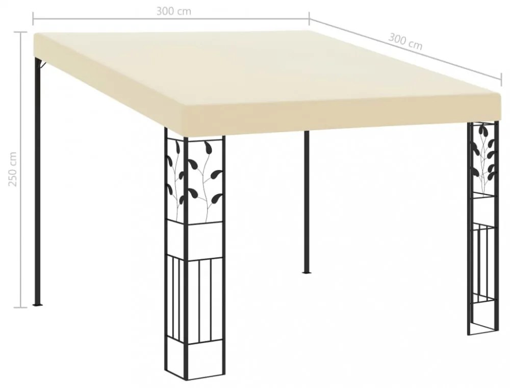 vidaXL krémszínű falra szerelhető pavilon 3 x 3 x 2,5 m