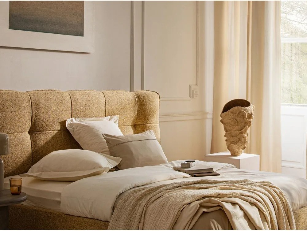 Zöld kárpitozott ágyneműtartós franciaágy ágyráccsal 200x200 cm Eric – Micadoni