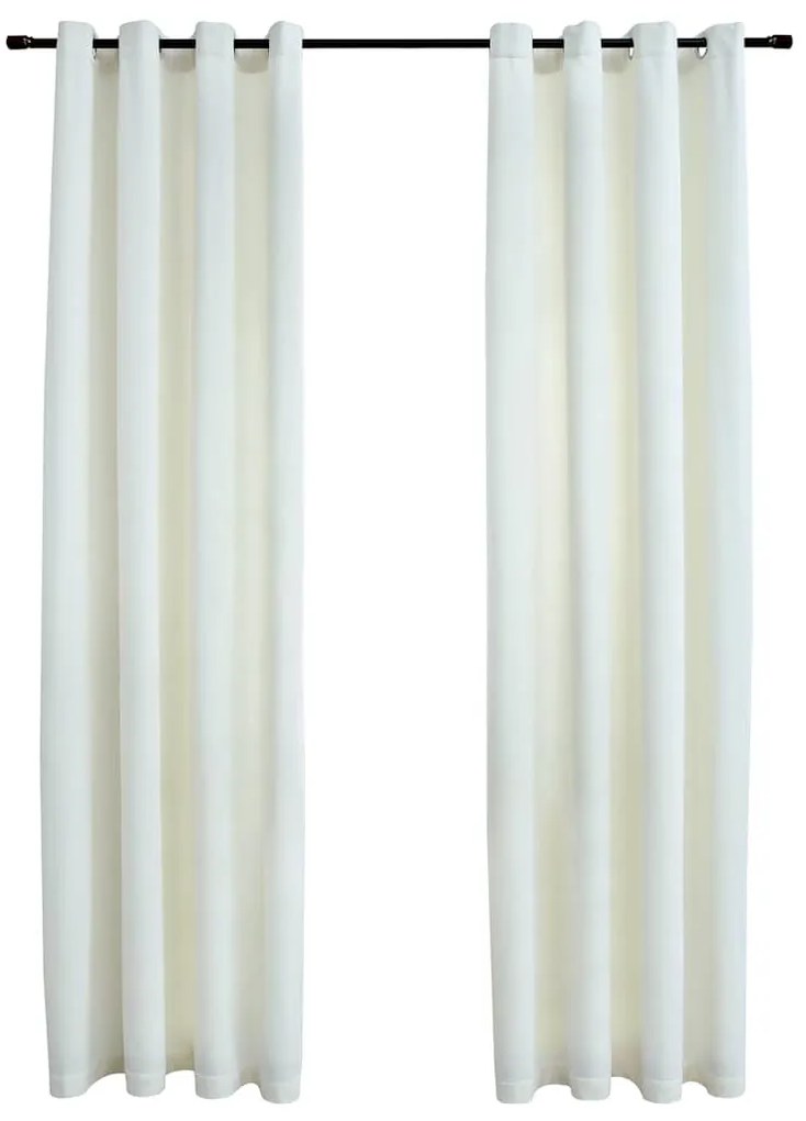 2 db krémszínű bársony sötétítőfüggöny gyűrűkkel 140 x 175 cm