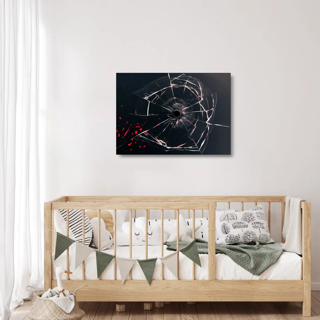 Absztrakt kép - törött üveg (üvegen) (70x50 cm)
