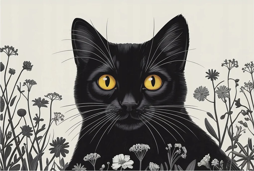 Fotótapéta Flizelin Tapéta Hálószoba és Nappali Virágok macska 104x70 Ragasztó