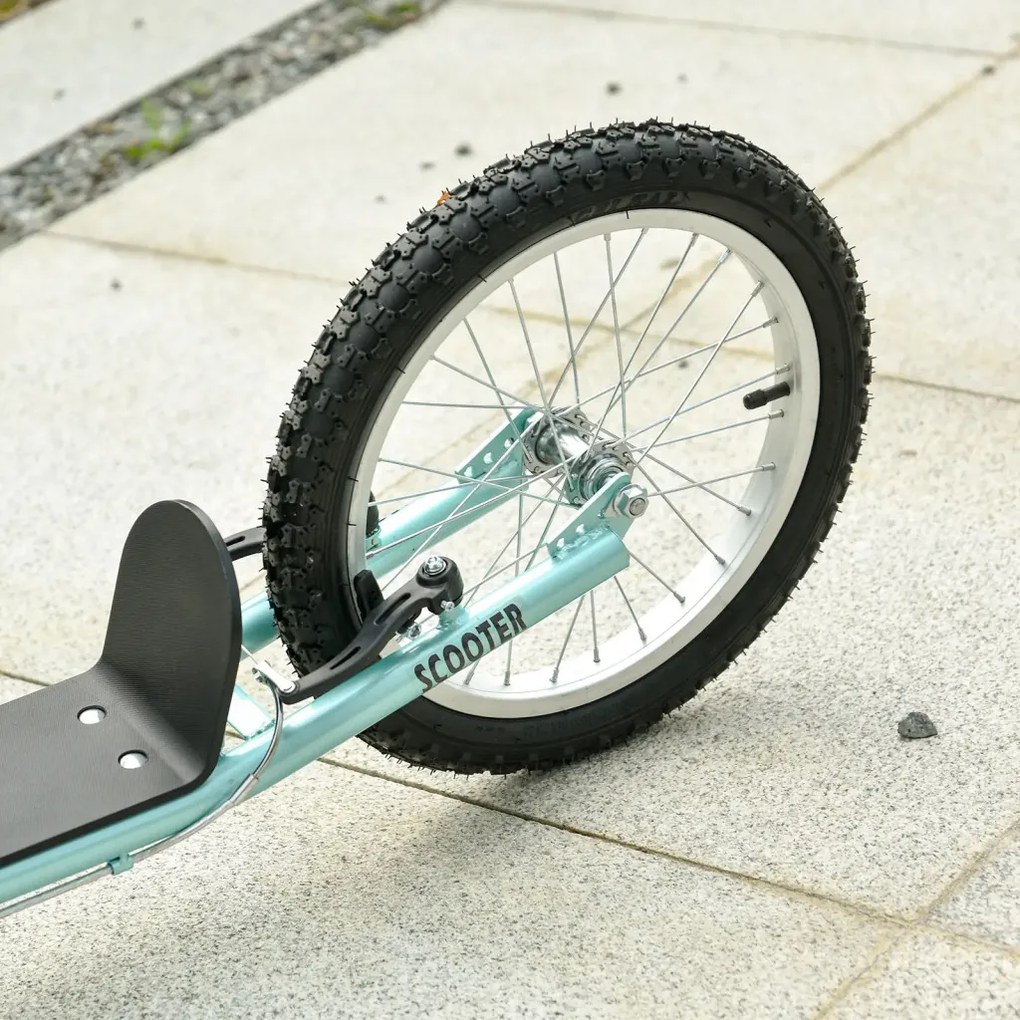HOMCOM Gyerek Roller fékkel, állítható magasságú, könnyű acél, világoskék