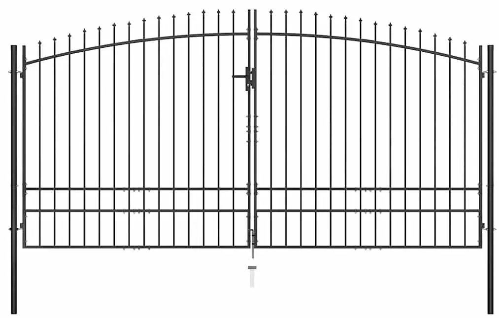 vidaXL kétajtós lándzsahegytetejű kerítéskapu 400 x 249,5 cm