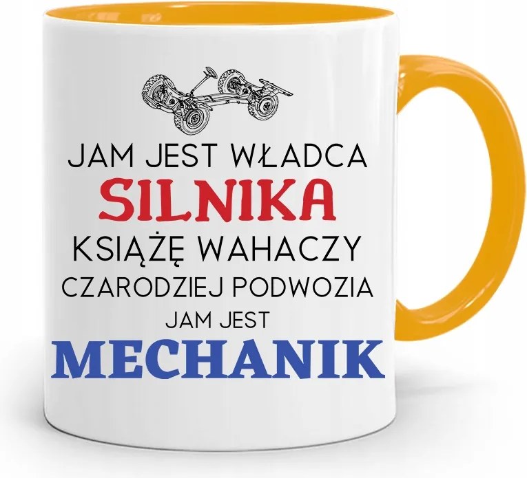 Sárga Bögre Szerelőnek Én Vagyok A Motor Ura fényképes nyomtatással