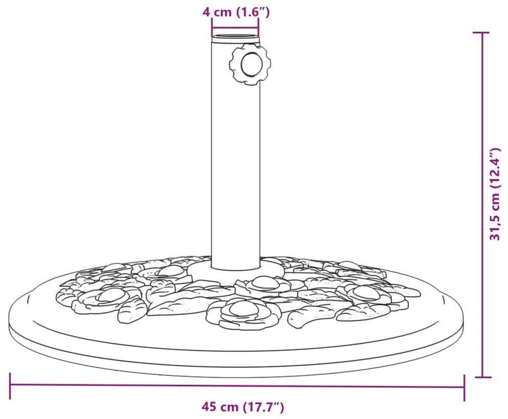 kerek napernyőtalp rúdhoz Ø38 / 48 mm 12 kg