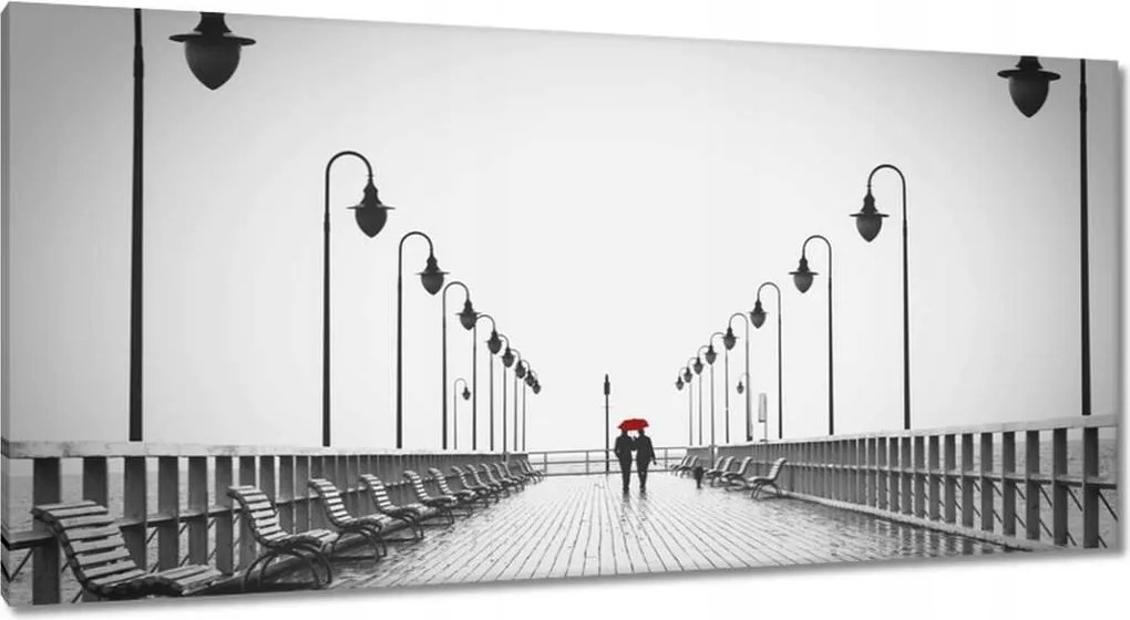 Vászonkép 115x55 Szerelmesek az esernyő alatt