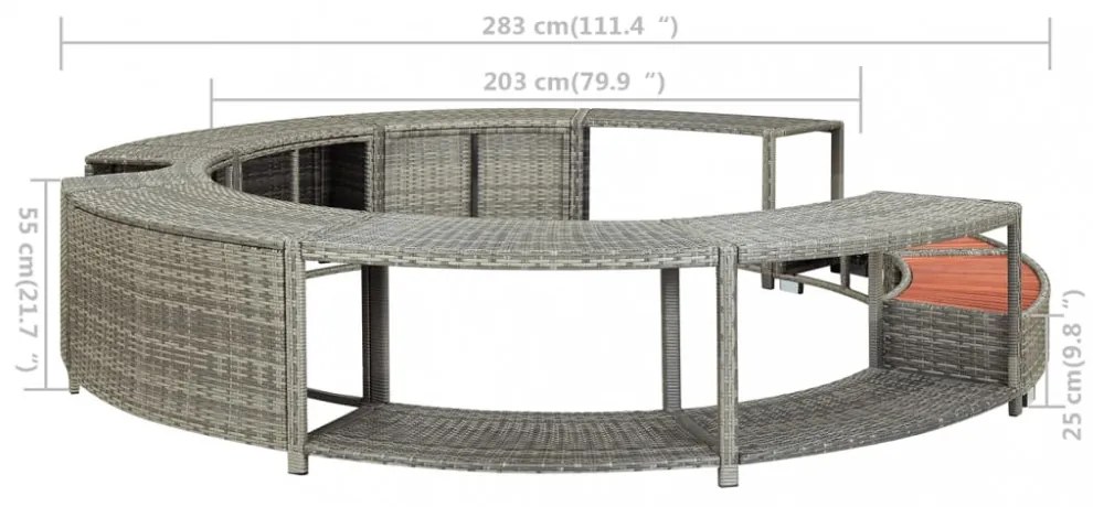 szürke polyrattan jakuzzi-keret