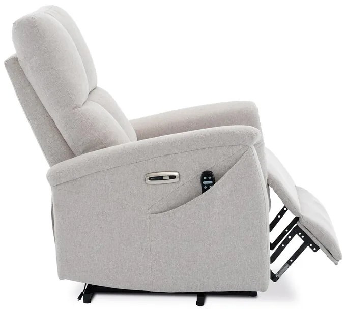 Elektromos vezérlésű bézs szövet dönthető fotel. TV-929 CRM2