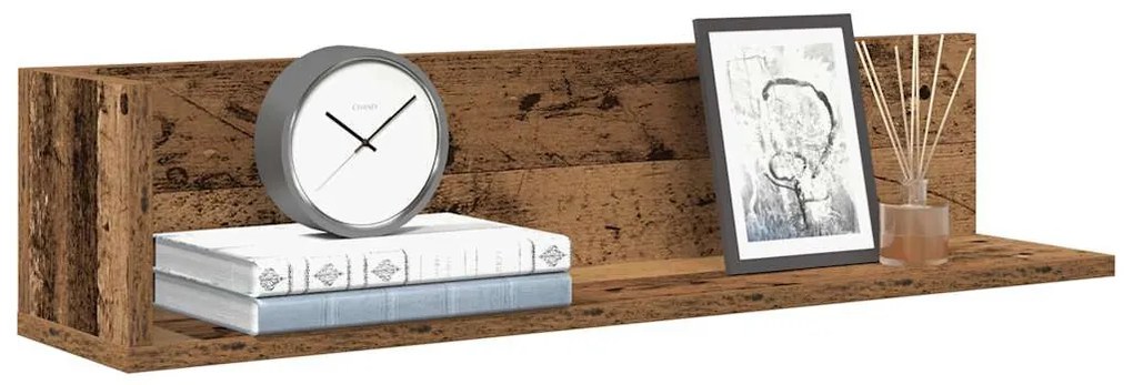 2 db antik fa színű szerelt fa fali polc 75 x 16,5 x 16,5 cm